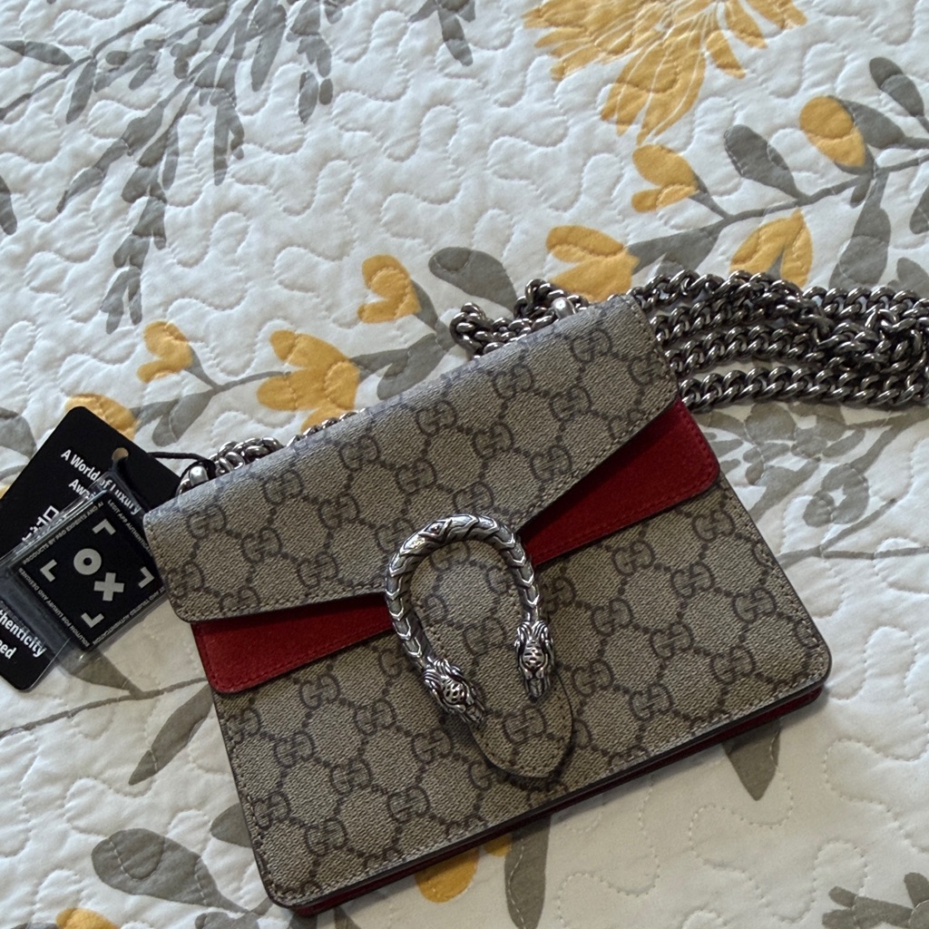Gucci Mini Beige & Red Dionysus Gg Canvas Crossbody Bag